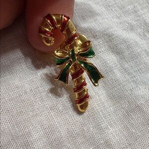 Vintage Avon Festive Candy Cane Brooch with Bow